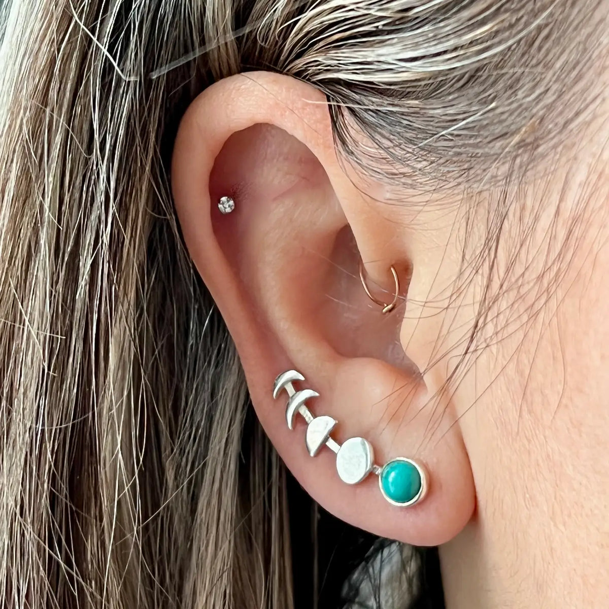 Moon Phases Silver Ear Climber