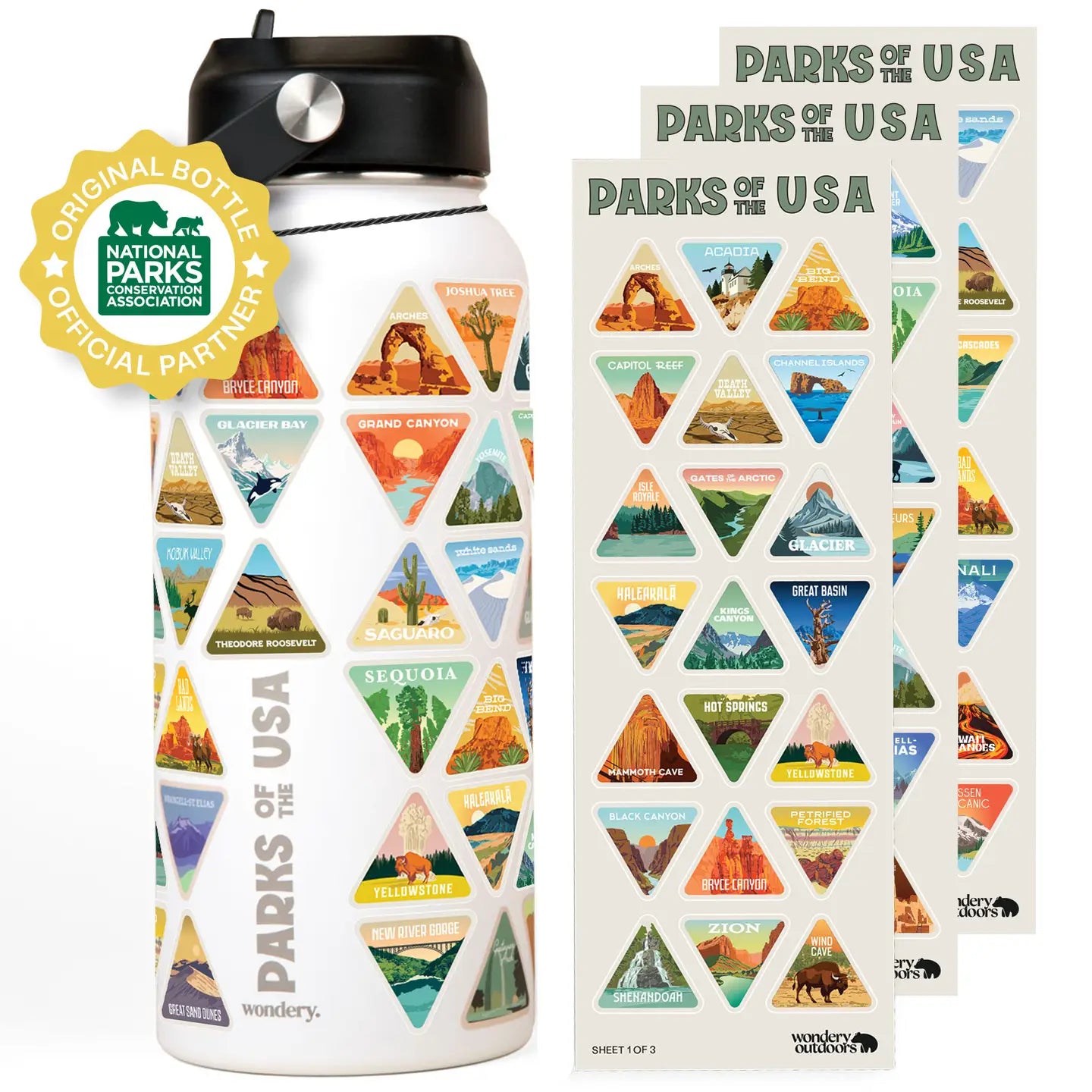 National Parks Bucket List Water Bottle + Stickers