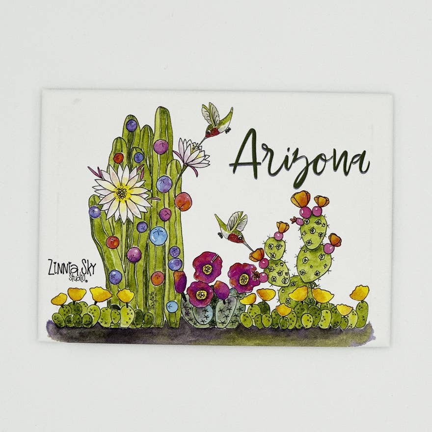 Arizona Hummingbirds & Cactus Flowers Magnet