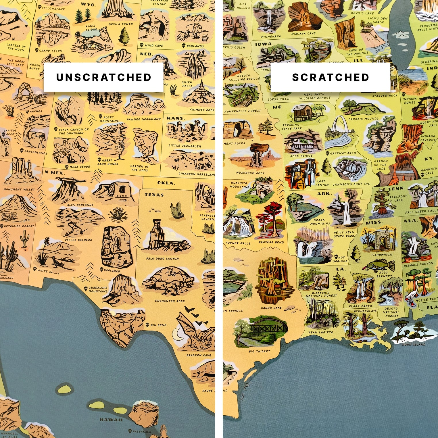 Natural Wonders Scratch Off Print + National Parks Map