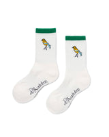 White Parks Project x Audubon Trail Sock with green cuff and bird embroidery