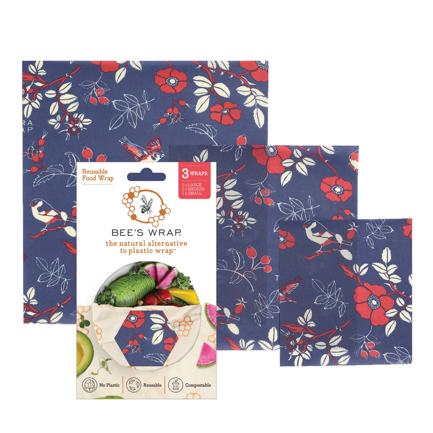 Reusable Beeswax Wraps Assorted Sizes (3 Pack)