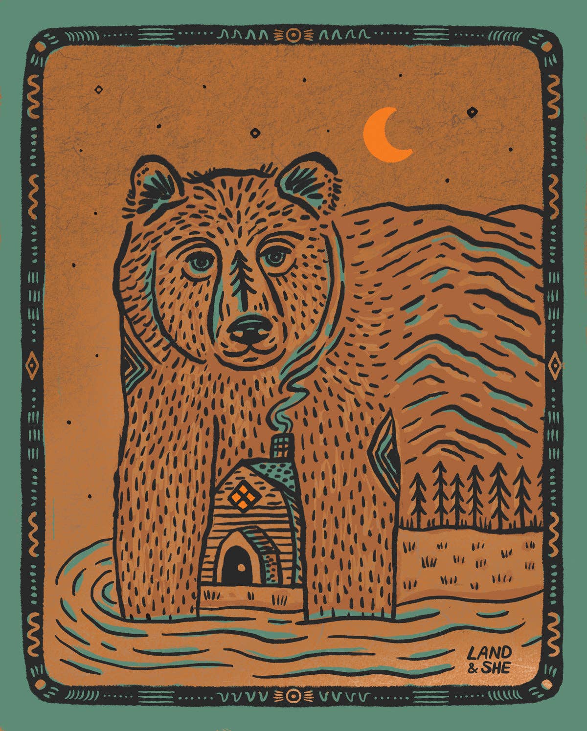 Keeping Warm - Bear Cabin Print 8 x 10