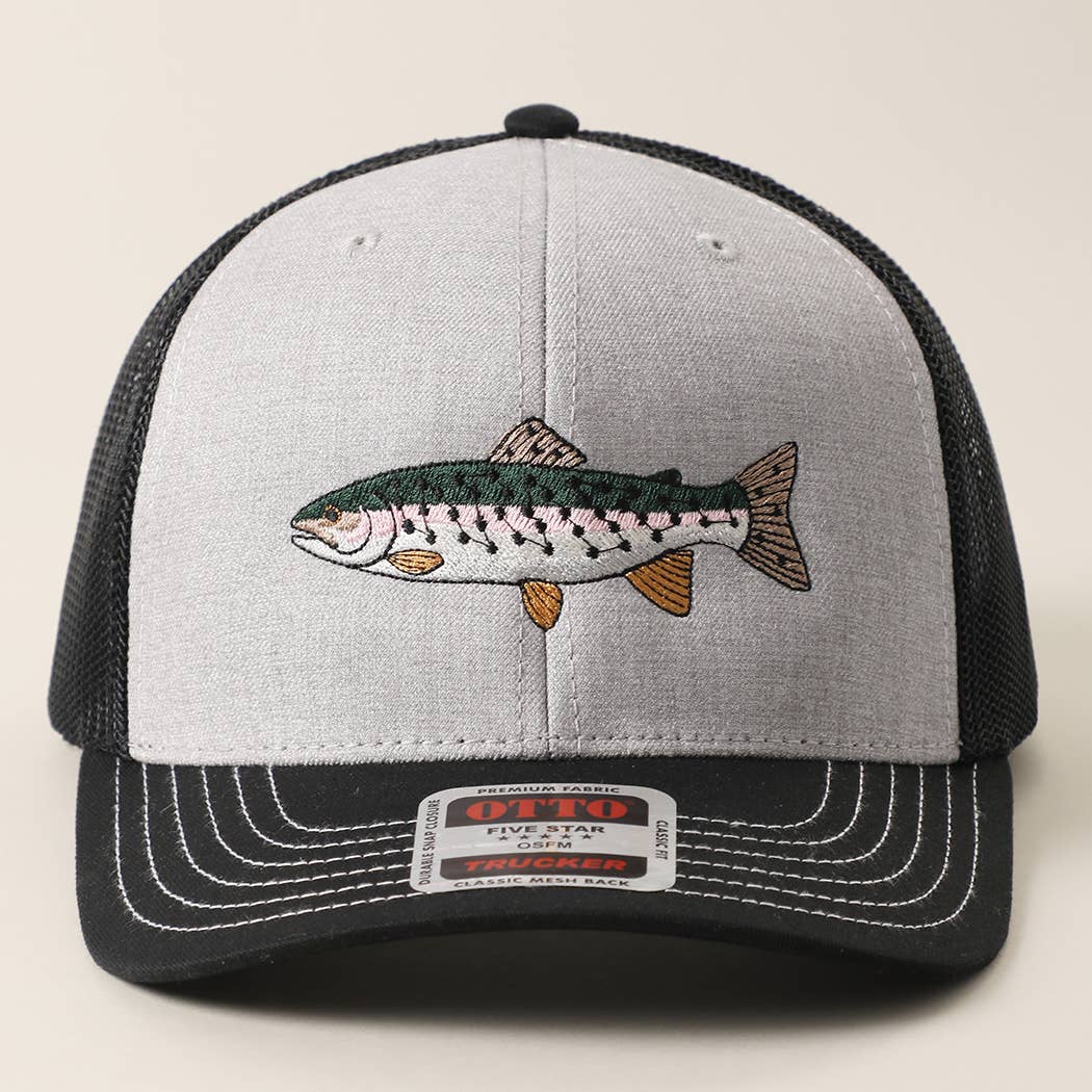Rainbow Trout Embroidered Trucker Hat