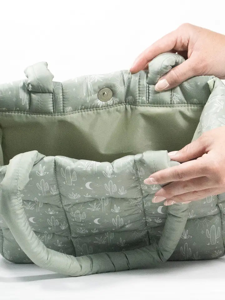 Cactus Cloud Quilted Puffer Tote Bag