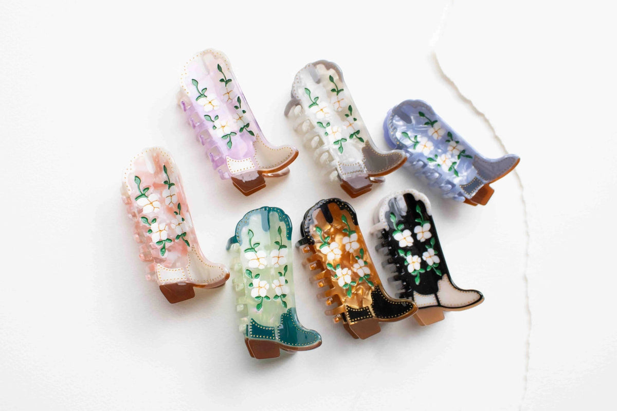Floral Cowboy Boot Claw Clip