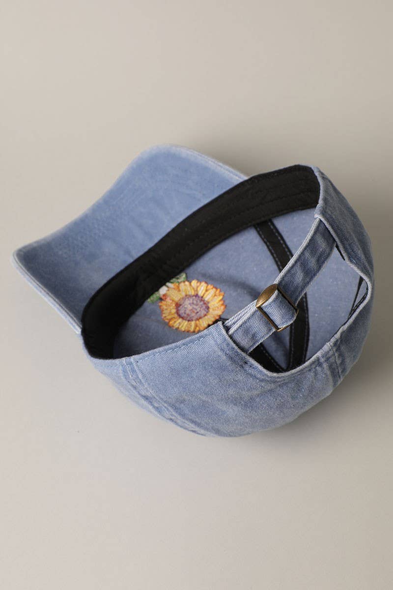 Sunflower Embroidery Baseball Cap Hat