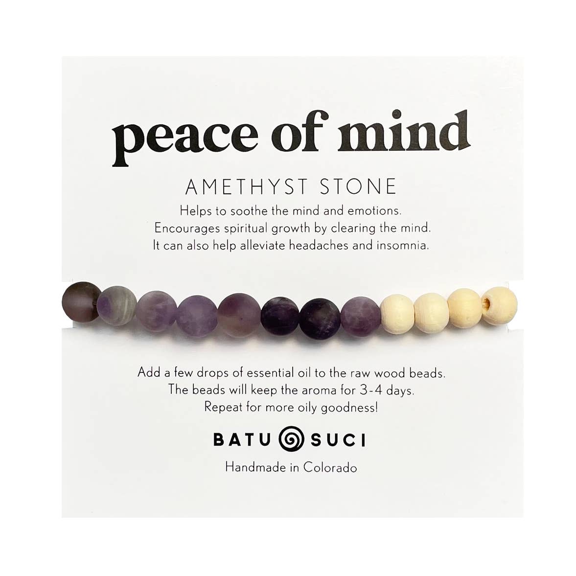 Peace of Mind/ Amethyst Stone Aromatherapy Bracelet