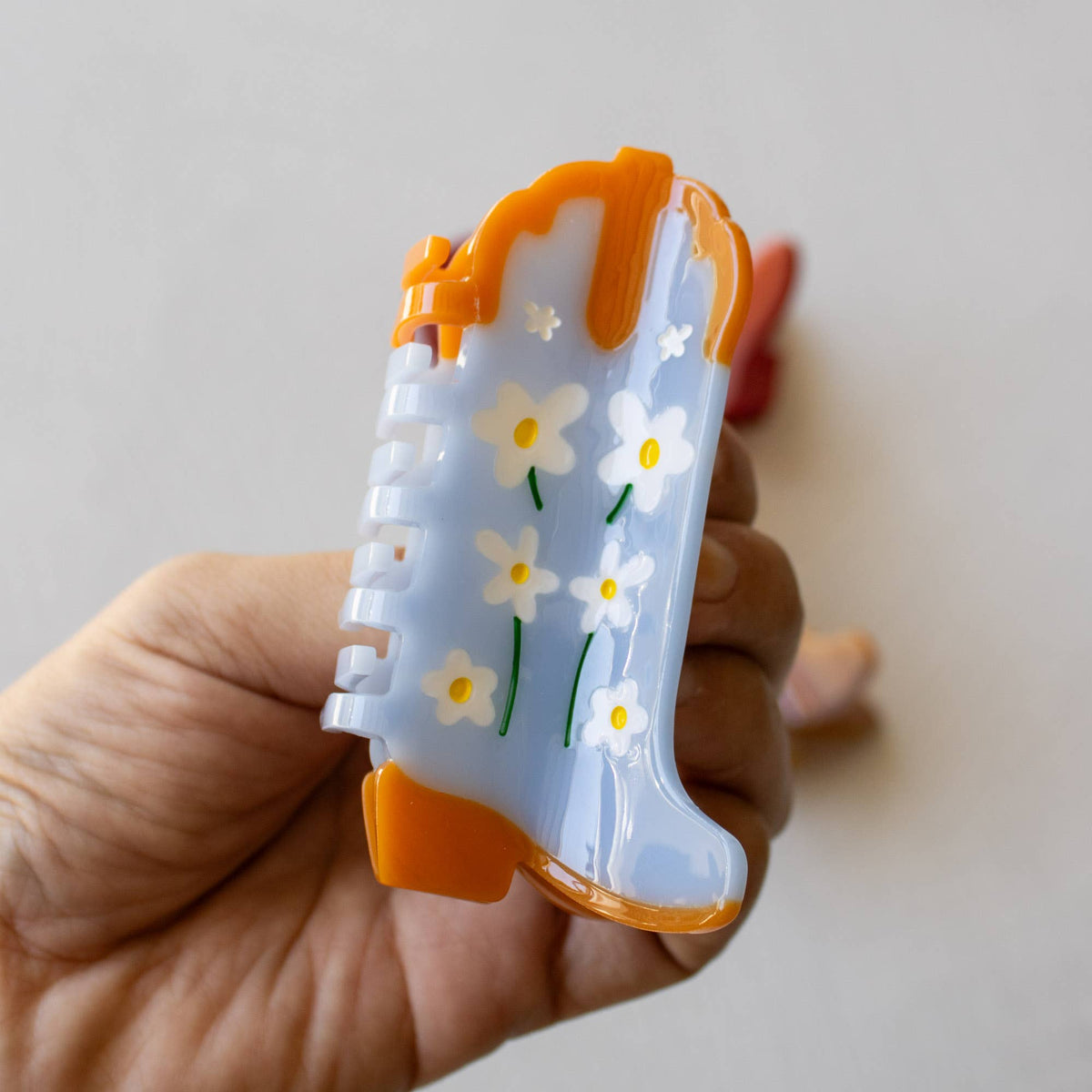 Eco Daisy Flower Cowboy Boots Hair Claw Clip