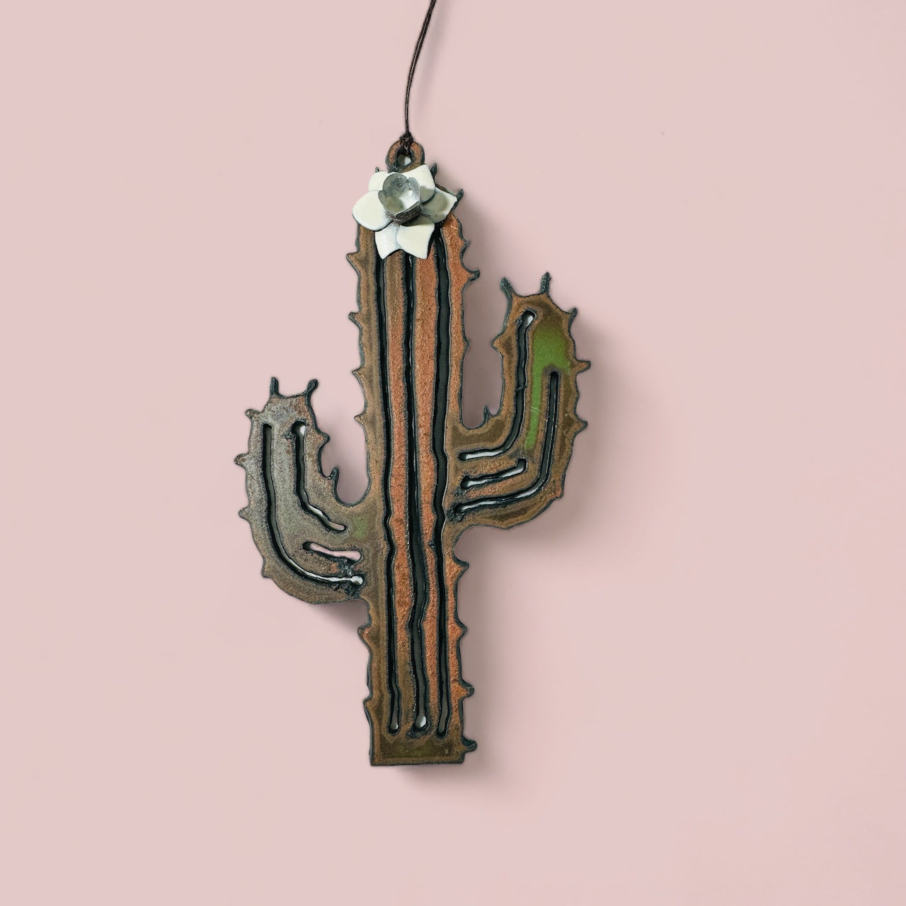 Desert Cactus Flower Ornament - Raw Metal
