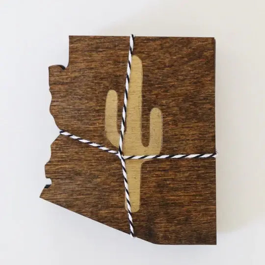 Arizona Saguaro Wood Coaster Set