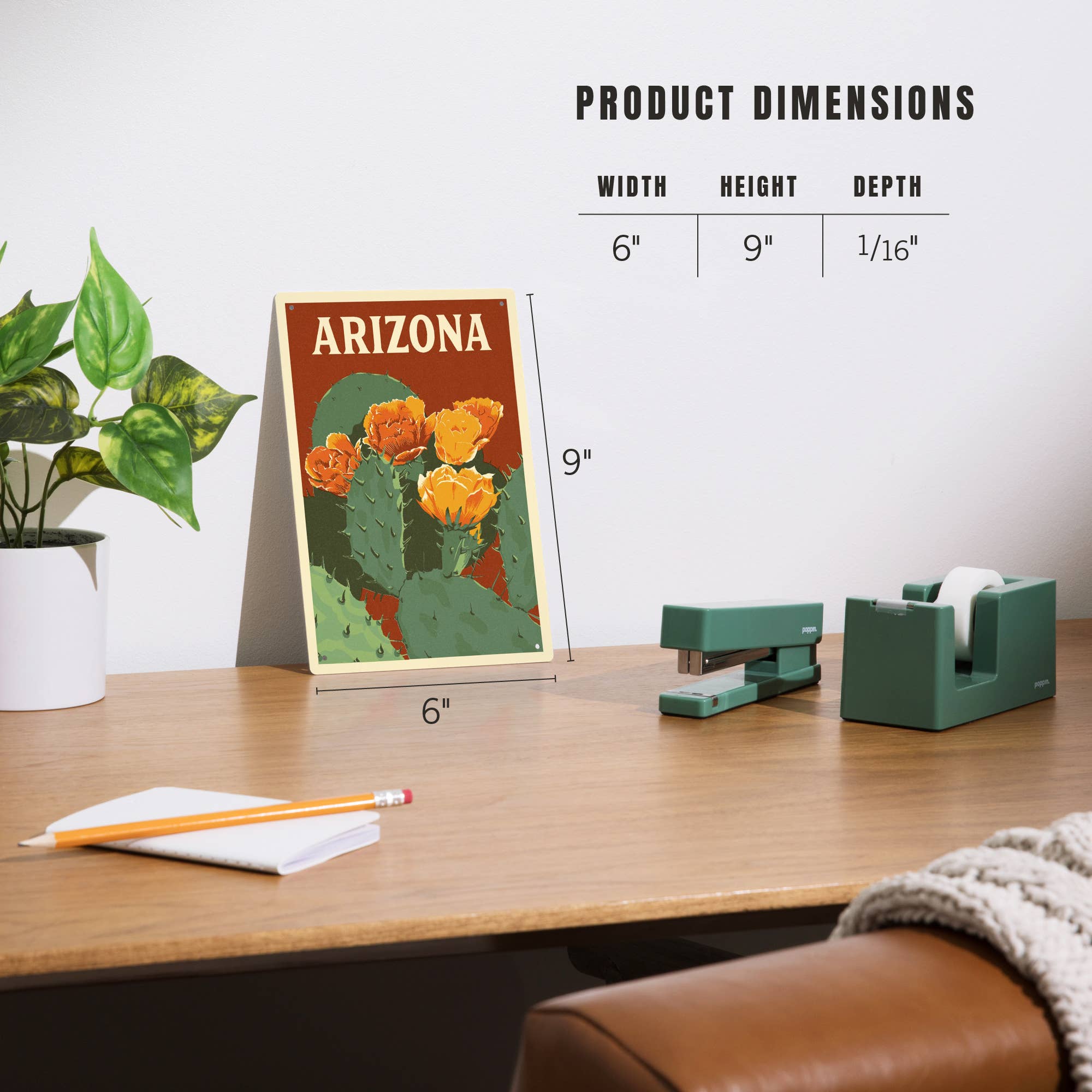 Arizona Prickly Pear Cactus Metal Sign