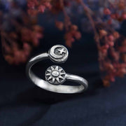 Adjustable Moon, Star, & Sun Ring - Sterling Silver