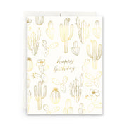 Gilded Cactus Birthday Greeting Card