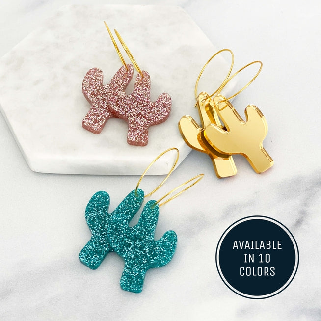 Acrylic Cactus Hoop Earrings