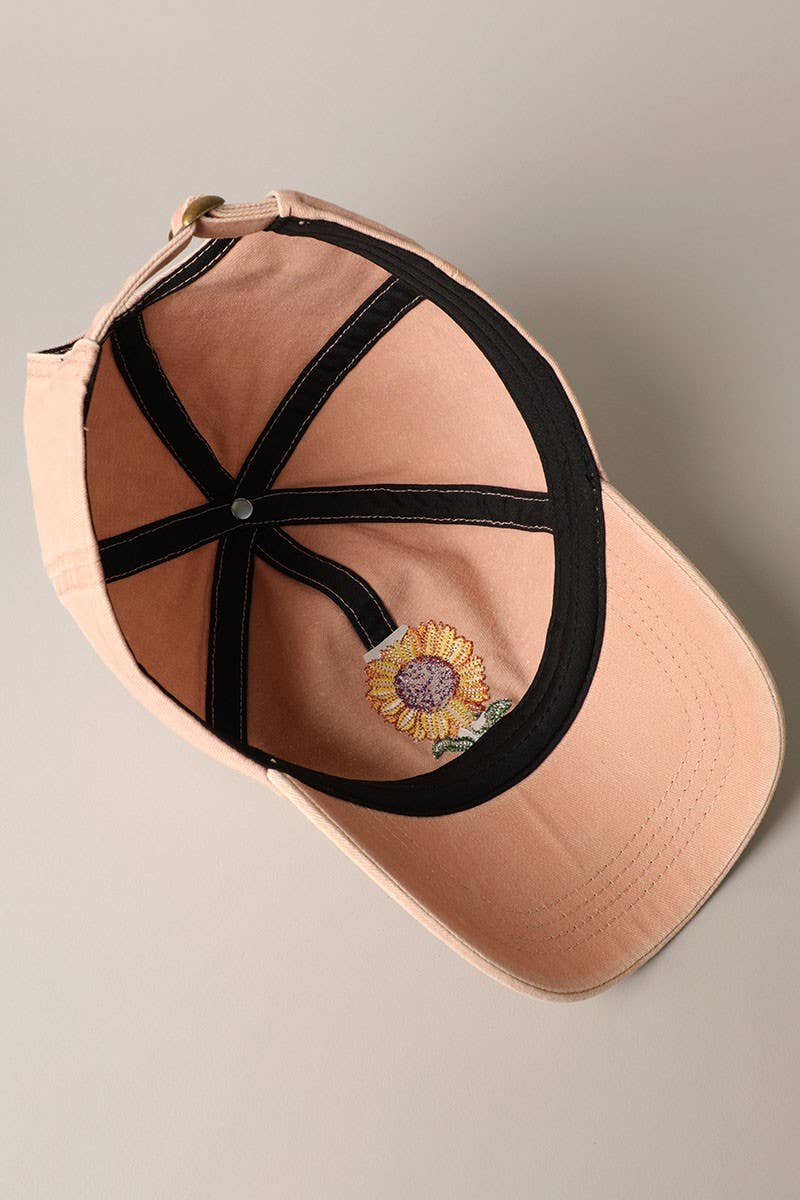 Sunflower Embroidery Baseball Cap Hat