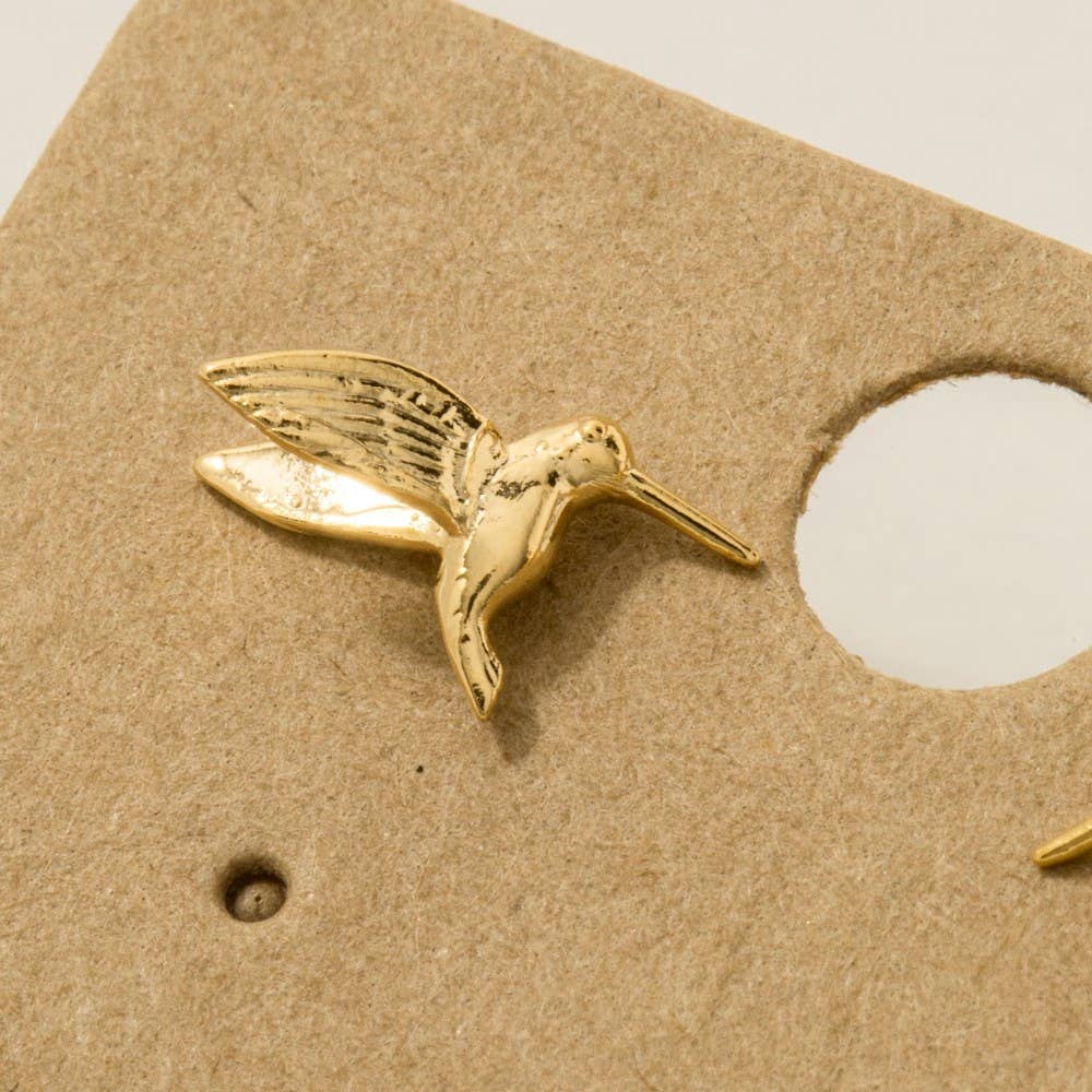 Gold Dipped Humming Bird Stud Earrings