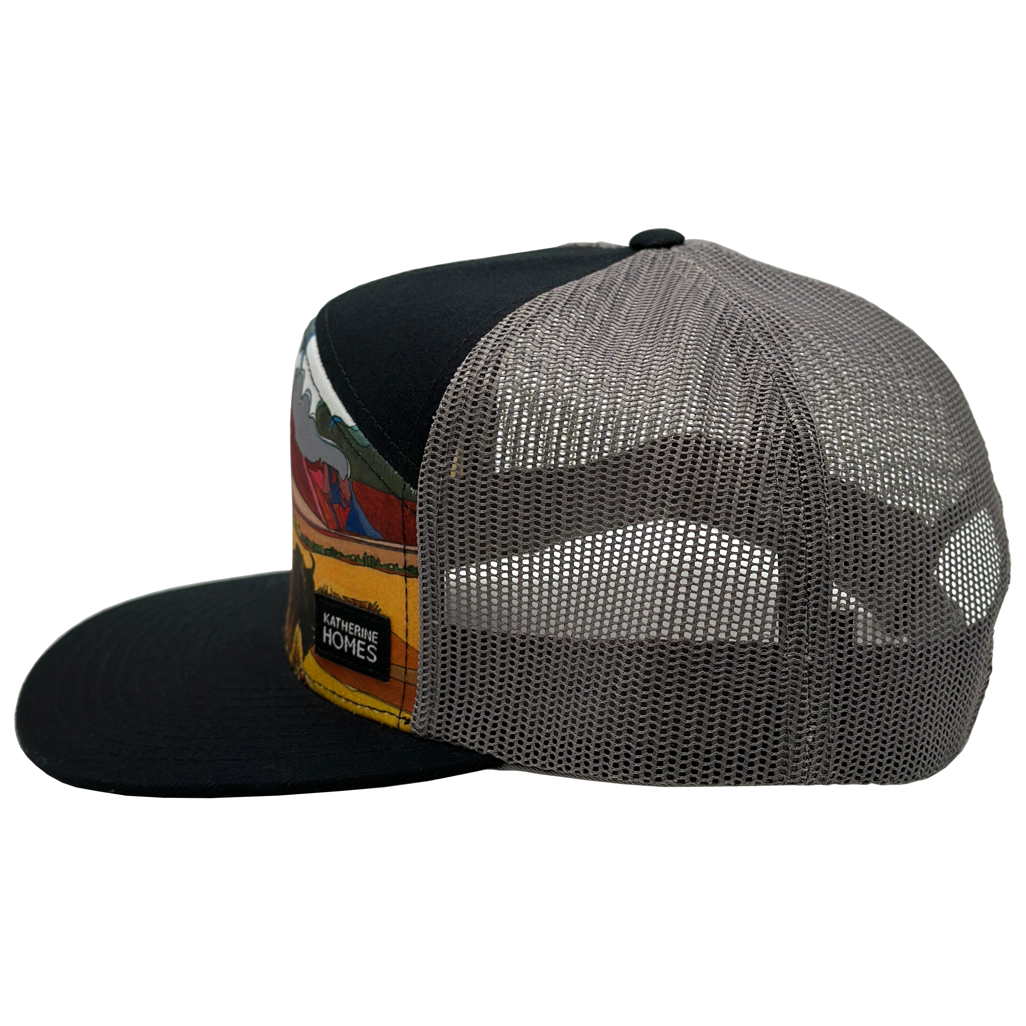 Bison & Prairielands | Black & Grey | 7 Panel Hat