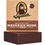 Dr Squatch Maverick Musk bar soap in kraft packaging with a Sasquatch logo