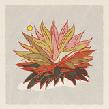 Rainbow Aloe Art Print featuring a colorful aloe leaf on a beige speckled background