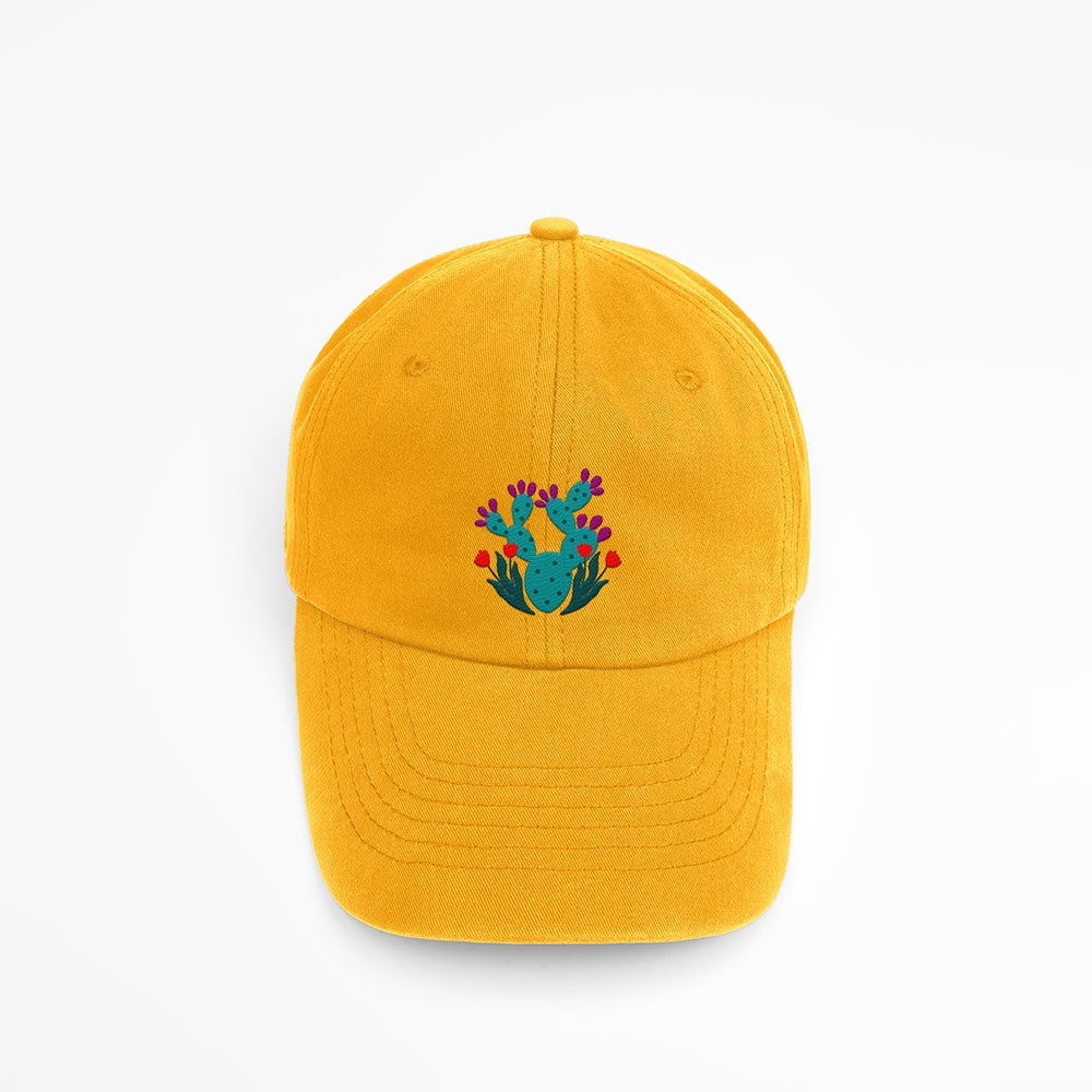 Embroidered Prickly Pear Baseball Cap - Gold