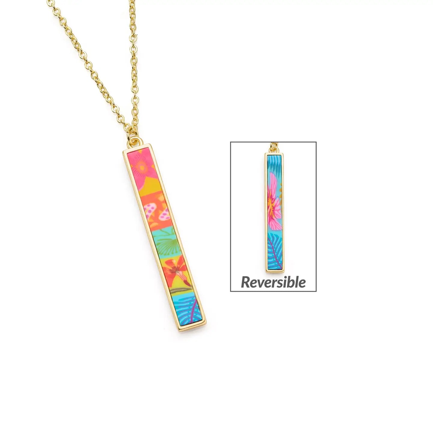 Paradise Island Reversible Bar Necklace - Vertical