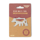 Bear Multi-Tool stainless steel tool in bear shape on brown packaging labeled The Bear Essentials