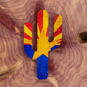 Wooden Cactus Magnet - Arizona Flag