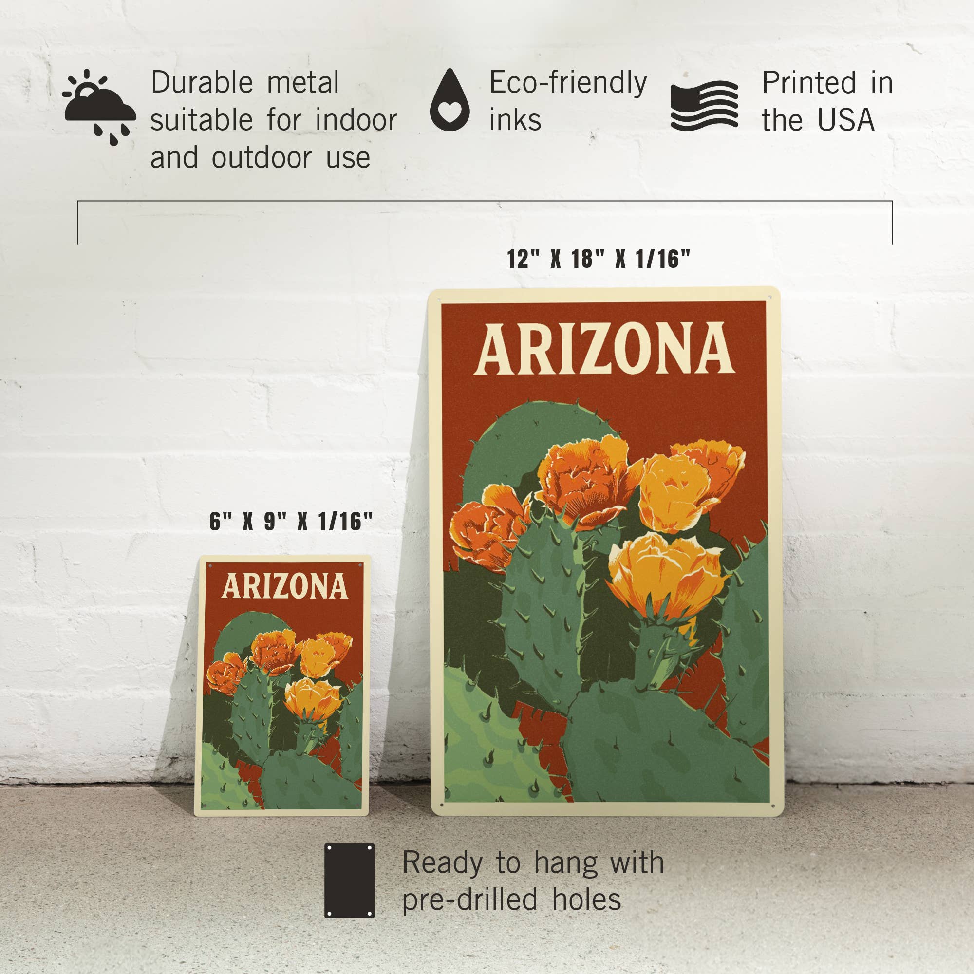 Arizona Prickly Pear Cactus Metal Sign