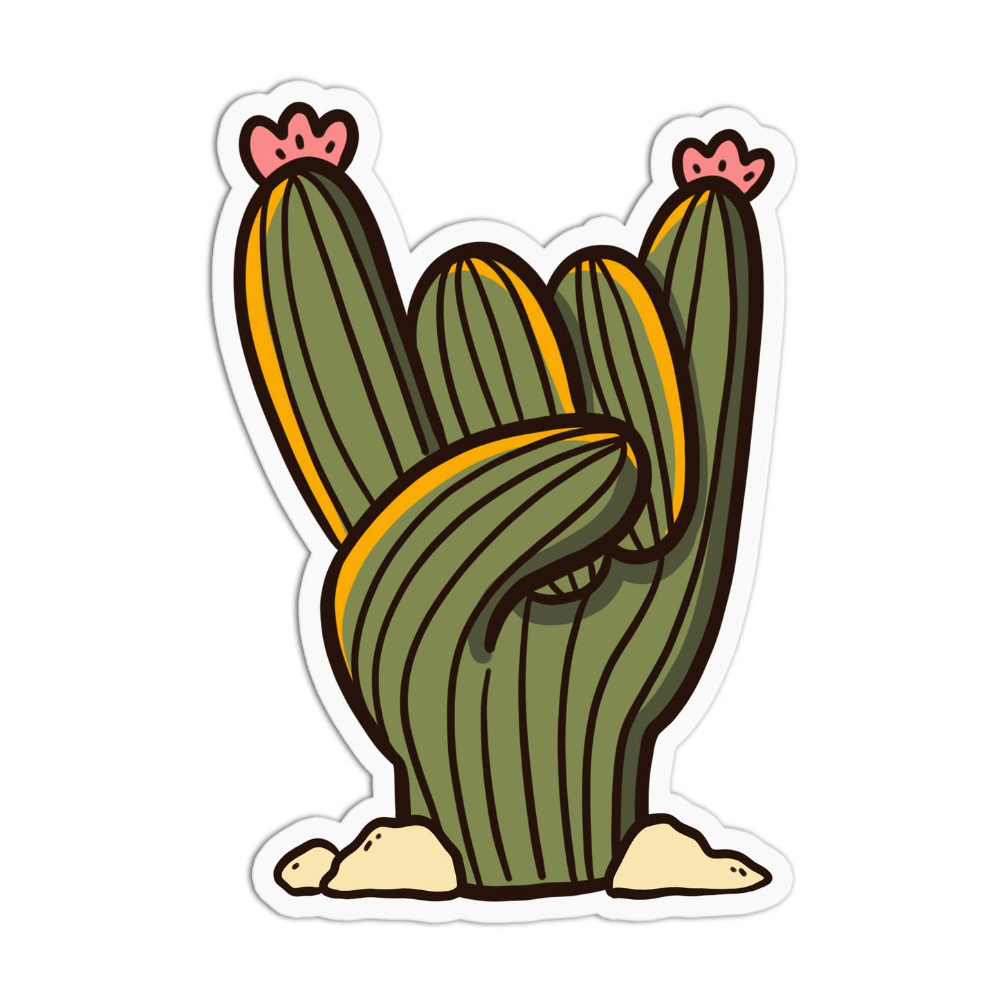 Rock On Cactus Embossed Vinyl Sticker