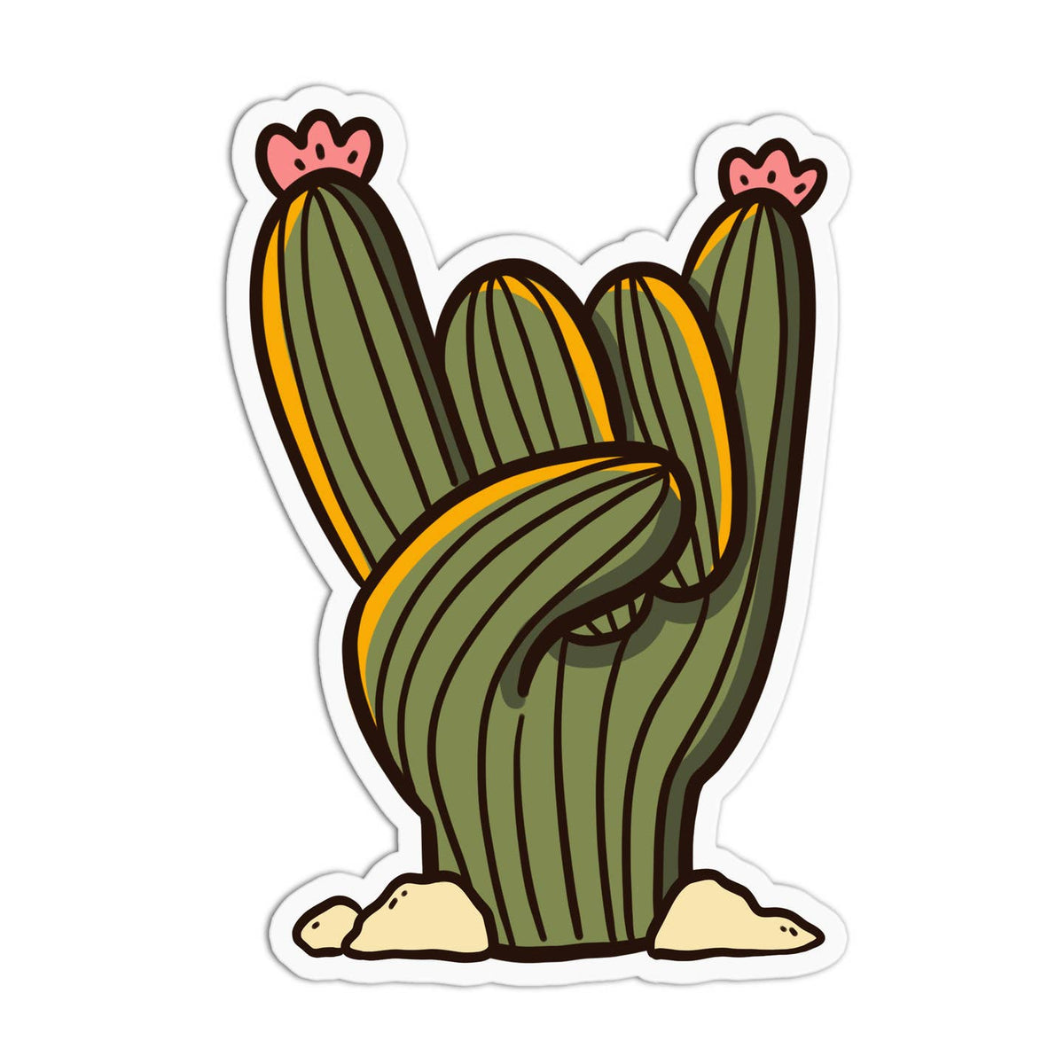 Rock On Cactus Embossed Vinyl Sticker