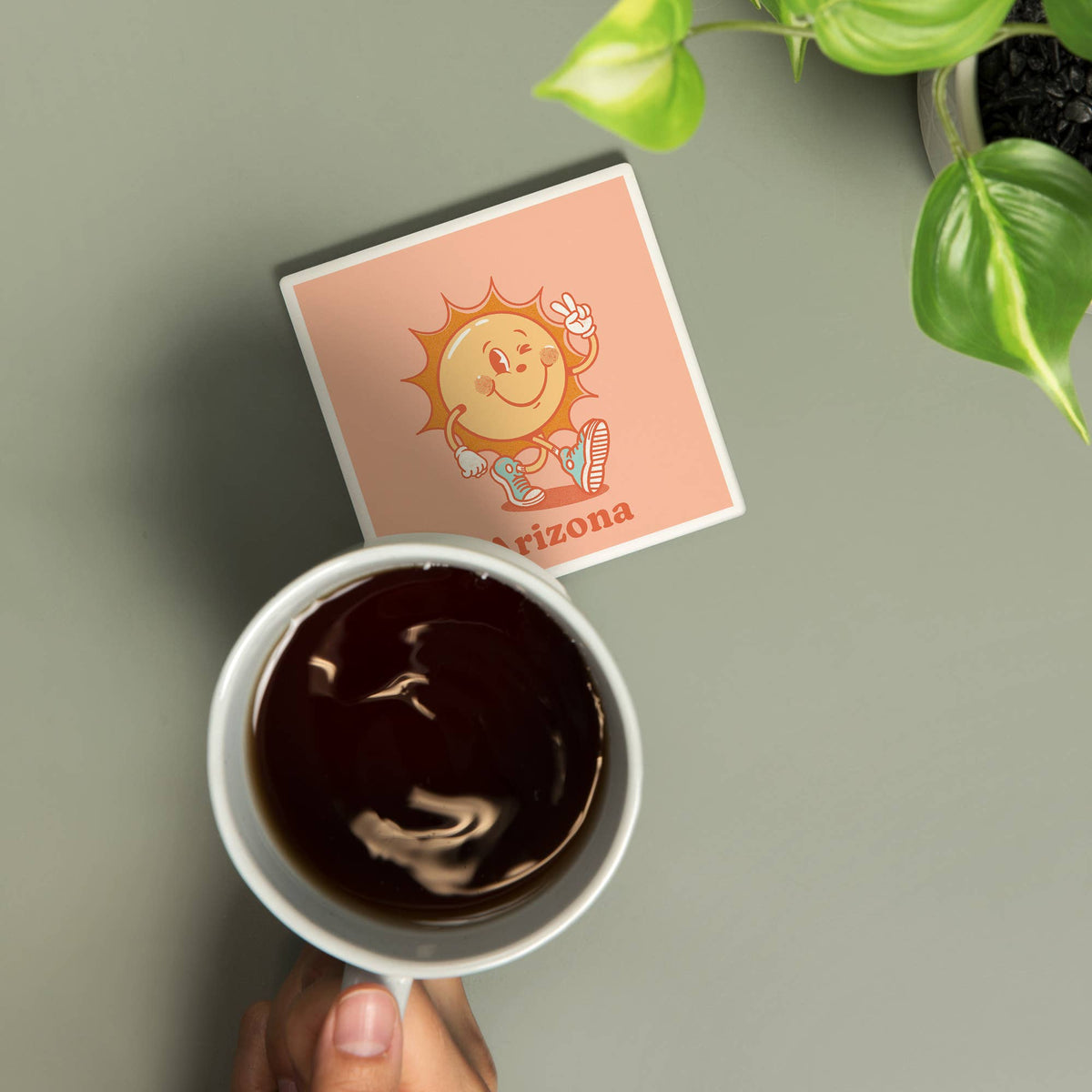 Retro Arizona Sun Ceramic Coaster
