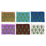Beaded Cactus Pattern Seed Bead Coin Purse Pouch