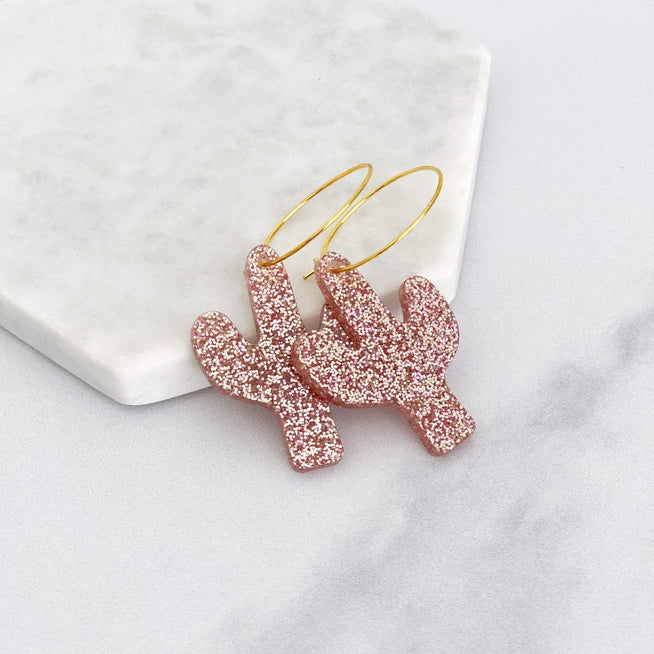 Acrylic Cactus Hoop Earrings
