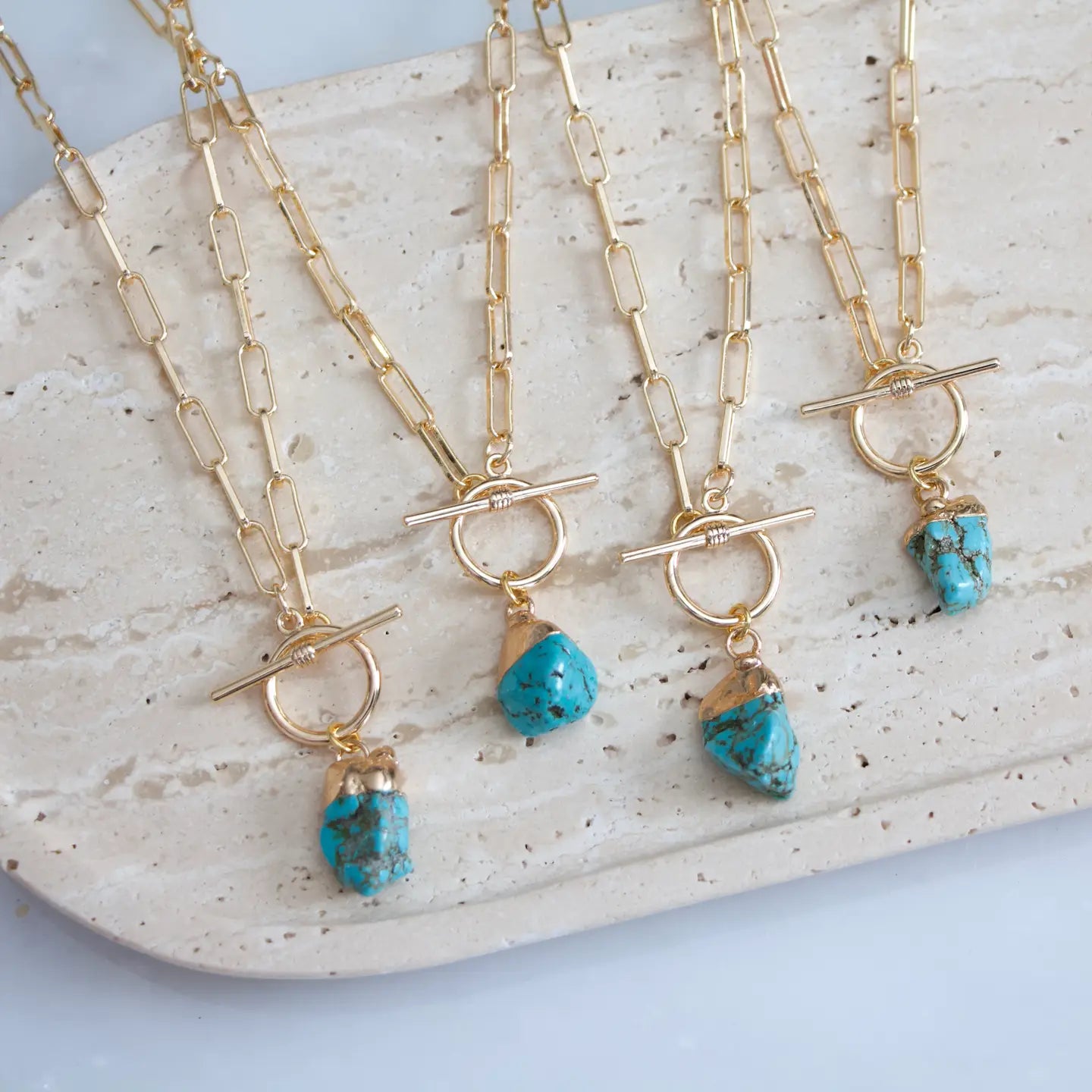 Turquoise Nugget Toggle Necklace