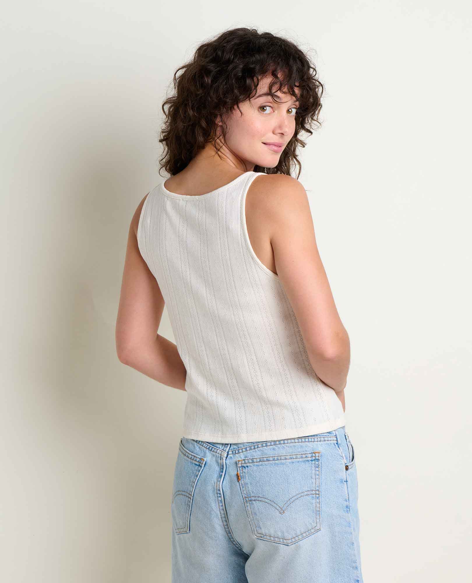 Foothill Pointelle Henley Tank - Salt