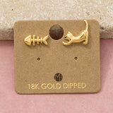 Cat And Fish Stud Earrings