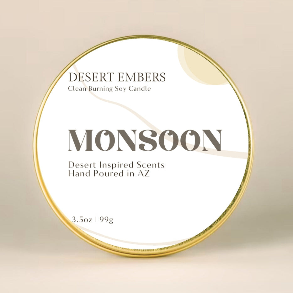 Monsoon Double Wicked Gold Travel-Friendly Candle Tin - 3.5 oz