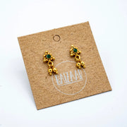 Brass Emerald Charm Stud