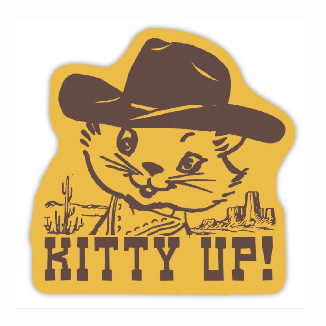 Kitty Up! Cowgirl Cat Sticker
