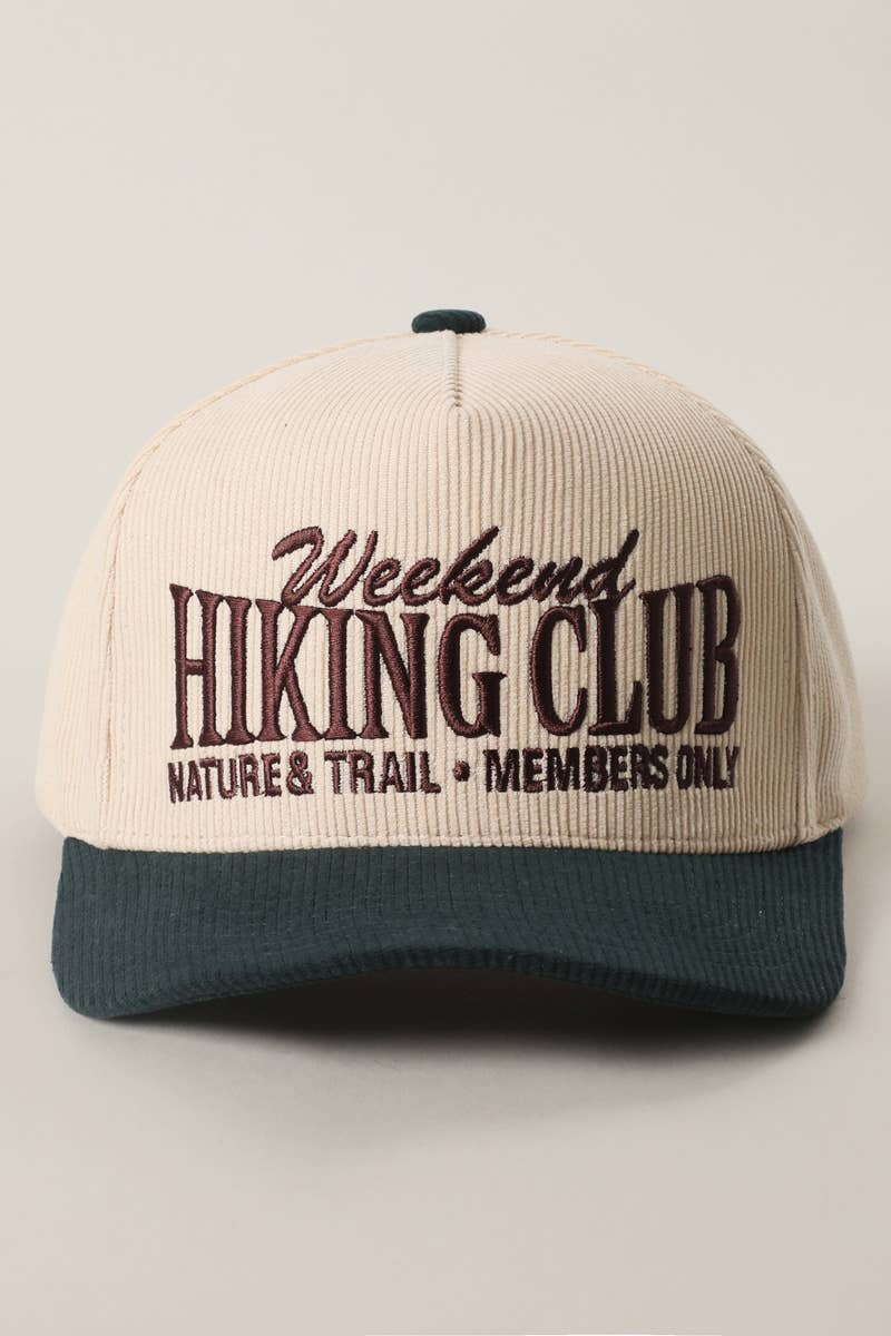 Hiking Club Embroidered Corduroy Trucker Hat
