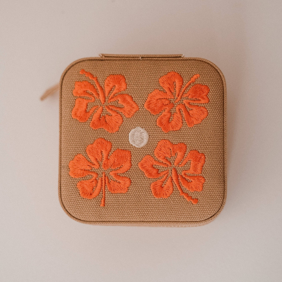 Travel Jewelry Case in Ochre Linen