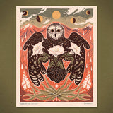 Moonflower Owl - 8x10 Nature Wilderness Art Print