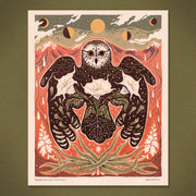 Moonflower Owl - 8x10 Nature Wilderness Art Print