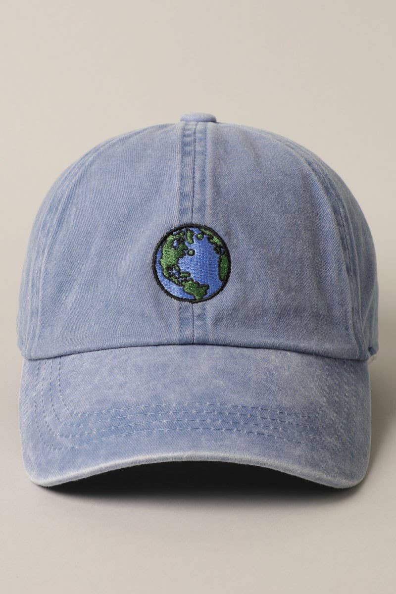 Earth Embroidery Adjustable Baseball Cap Hat