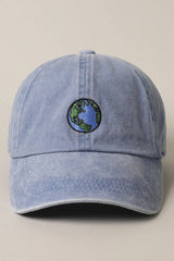 Earth Embroidery Adjustable Baseball Cap Hat