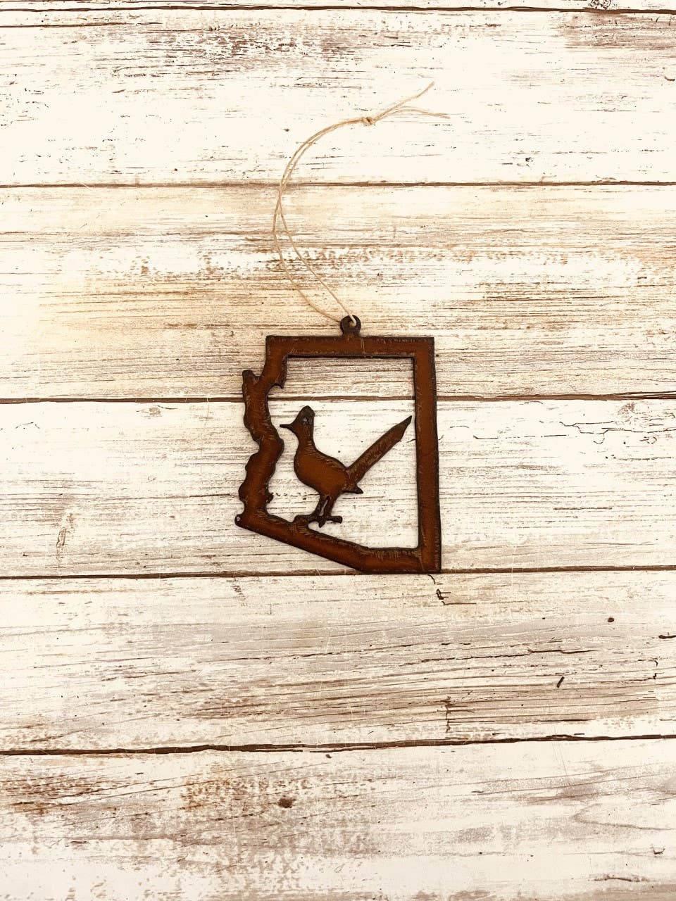 Arizona Outline with Roadrunner Cutout Ornament