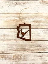 Arizona Outline with Roadrunner Cutout Ornament
