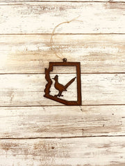 Arizona Outline with Roadrunner Cutout Ornament