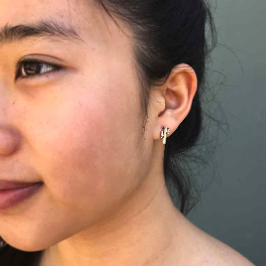 Sterling Silver Cactus Post Earrings - Recycled Sterling Silver